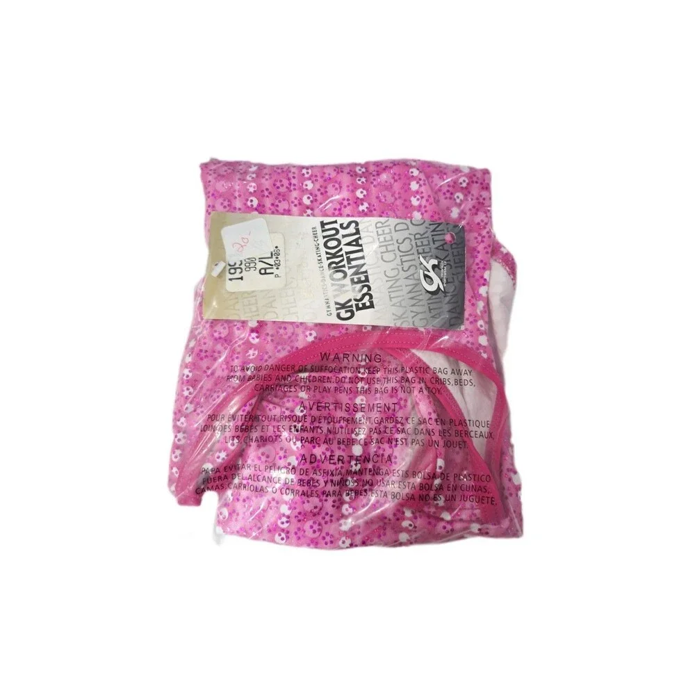GK Elite VTG Pink Dots Keyhole Racerback Tank Leotard Glittery Size AL Adult L - Picture 16 of 16